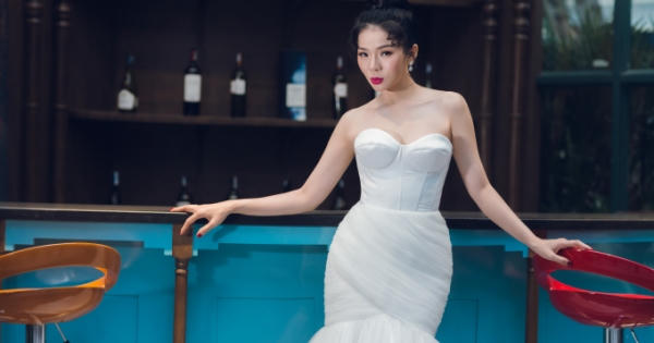 Lệ Quyên bồi hồi mặc áo cưới một mình trong khung cảnh thơ mộng