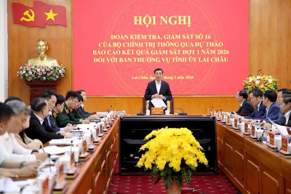 Đoàn Kiểm tra, giám sát của Bộ Chính trị làm việc với Ban Thường vụ Tỉnh ủy Lai Châu