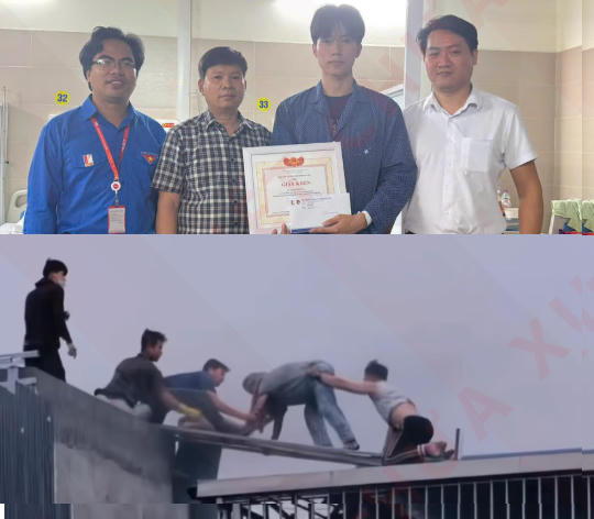 Nam sinh dũng cảm phá mái tòa nhà cao tầng cứu người trong hỏa hoạn nhận Giấy khen từ Đại học Bách Khoa