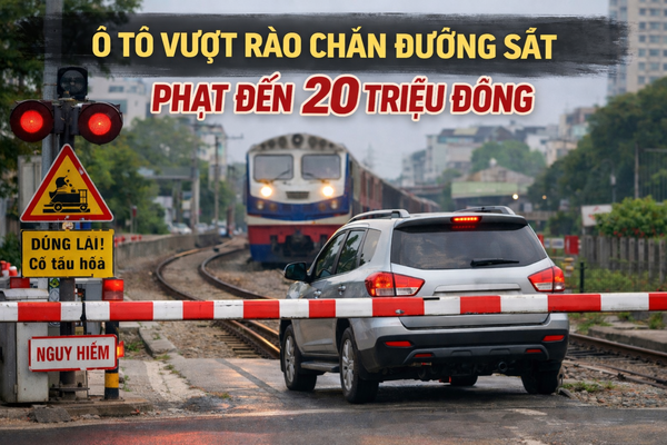 Từ 15/5, ô tô vượt rào chắn đường sắt bị phạt tới 20 triệu đồng Từ 15/5, ô tô vượt rào chắn đường sắt bị phạt tới 20 triệu đồng
