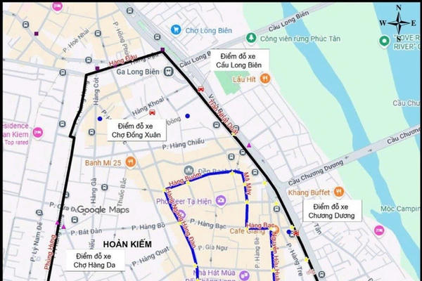 Bản đồ chi tiết các khu vực Hà Nội cấm xe máy xăng từ ngày 1/7