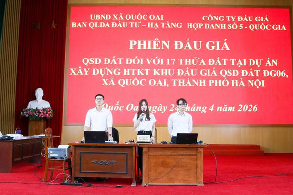 Hà Nội: Xã Quốc Oai đấu giá thành công 17 lô đất, cao nhất hơn 125 triệu đồng/m²