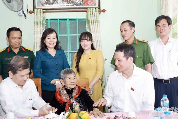 Trưởng ban Nội chính Trung ương Lê Minh Trí và Bí thư Tỉnh ủy Đồng Nai thăm Mẹ Việt Nam anh hùng Hồ Thị Vàng