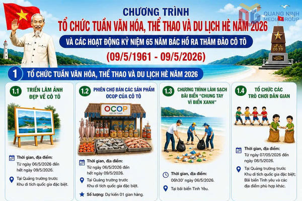 Cô Tô tổ chức Tuần Văn hóa, Thể thao và Du lịch hè 2026
