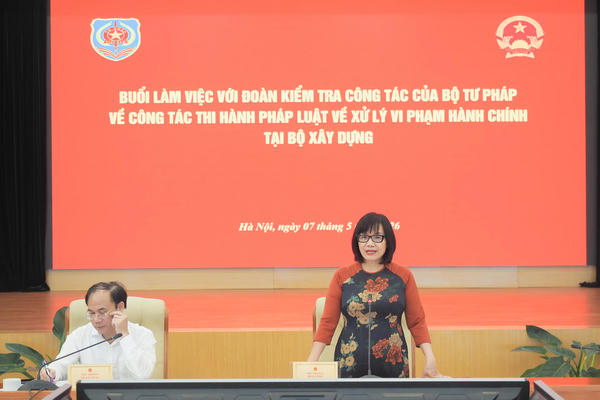 Bộ Tư pháp kiểm tra về công tác thi hành pháp luật về xử lý vi phạm hành chính tại Bộ Xây dựng