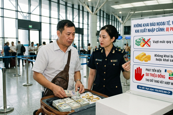 Không khai báo ngoại tệ, vàng khi xuất nhập cảnh bị phạt đến 50 triệu đồng