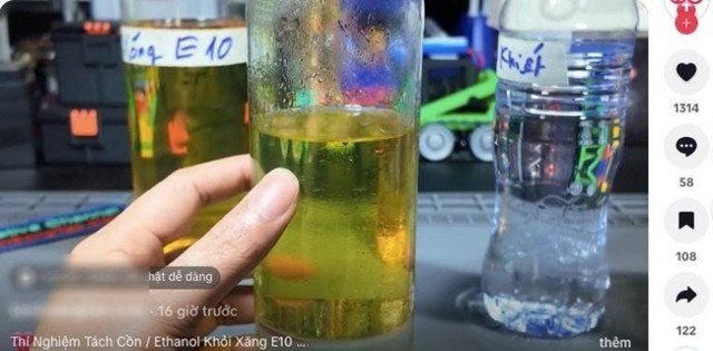 Chuyên gia cảnh báo cách tách cồn khỏi xăng E10 bằng phương pháp thủ công