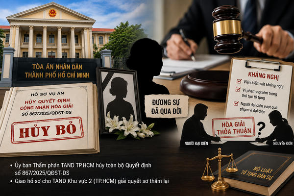 Vụ "hòa giải khi đương sự đã qua đời": TAND TP.HCM chính thức hủy quyết định trái luật Vụ "hòa giải khi đương sự đã qua đời": TAND TP.HCM chính thức hủy quyết định trái luật