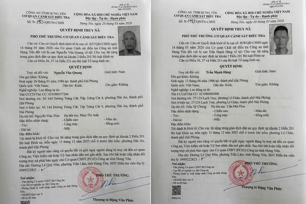 Công an tỉnh Hưng Yên kêu gọi 2 đối tượng truy nã ra đầu thú Công an tỉnh Hưng Yên kêu gọi 2 đối tượng truy nã ra đầu thú