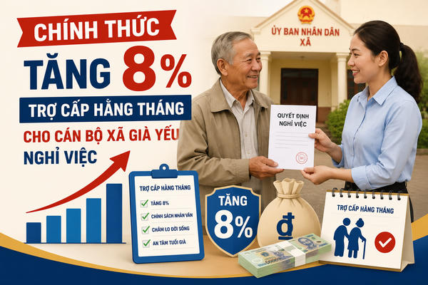 Chính thức tăng 8% trợ cấp hằng tháng cho cán bộ xã già yếu nghỉ việc Chính thức tăng 8% trợ cấp hằng tháng cho cán bộ xã già yếu nghỉ việc