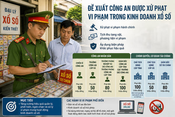 Công an cấp xã có thể được phạt tới 50 triệu đồng đối với vi phạm về xổ số