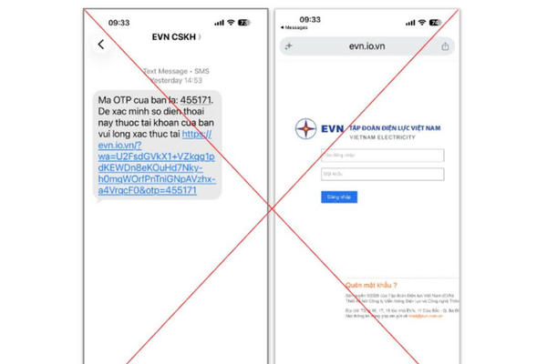 EVN cảnh báo thủ đoạn lừa đảo mới bằng tin nhắn OTP giả mạo EVN cảnh báo thủ đoạn lừa đảo mới bằng tin nhắn OTP giả mạo