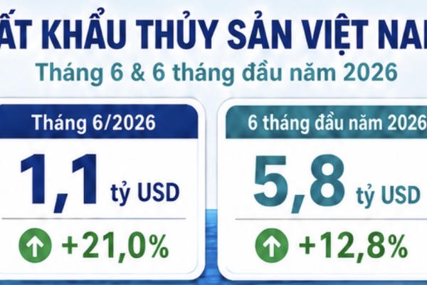 6 tháng đầu năm, xuất khẩu thủy sản mang về gần 5,8 tỷ USD