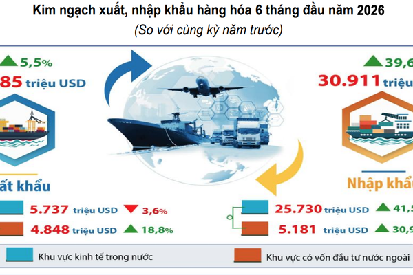 Xuất, nhập khẩu hàng hóa của Hà Nội đạt hơn 41 triệu USD trong 6 tháng đầu năm
