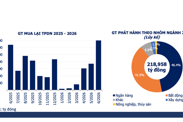 Đã phát hành 75.919 tỷ đồng trái phiếu doanh nghiệp từ các lĩnh vực bất động sản, tiêu dùng và ngân hàng
