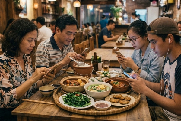 Bữa cơm thời 4.0: Cả nhà bên nhau nhưng mỗi người đều cắm cúi vào điện thoại Bữa cơm thời 4.0: Cả nhà bên nhau nhưng mỗi người đều cắm cúi vào điện thoại