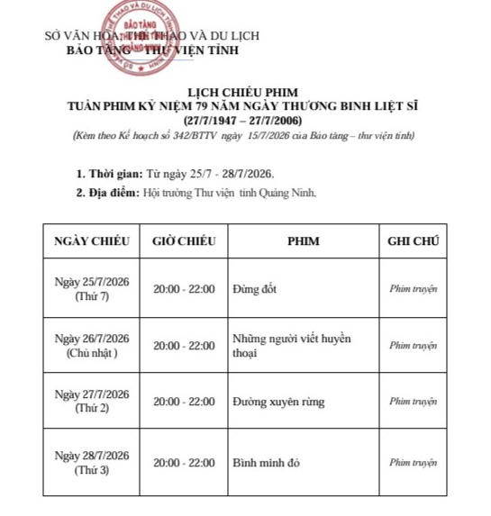 Quảng Ninh tổ chức tuần phim “Uống nước nhớ nguồn” kỷ niệm 79 năm Ngày Thương binh - Liệt sĩ Quảng Ninh tổ chức tuần phim “Uống nước nhớ nguồn” kỷ niệm 79 năm Ngày Thương binh - Liệt sĩ