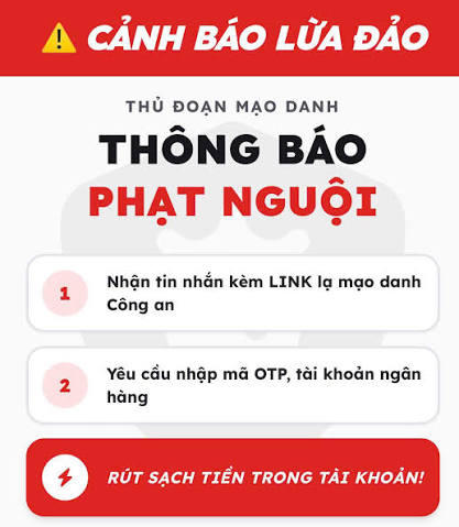 Mạo danh công an báo vi phạm giao thông để lừa lấy tiền trong tài khoản