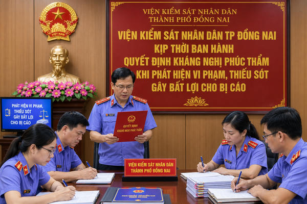 Phát hiện vi phạm, thiếu sót gây bất lợi cho bị cáo, VKSND TP Đồng Nai ra kháng nghị phúc thẩm kịp thời 