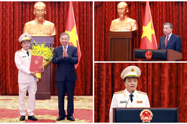 Thứ trưởng Đặng Hồng Đức được Tổng Bí thư, Chủ tịch nước Tô Lâm trao Quyết định thăng cấp bậc hàm Thượng tướng