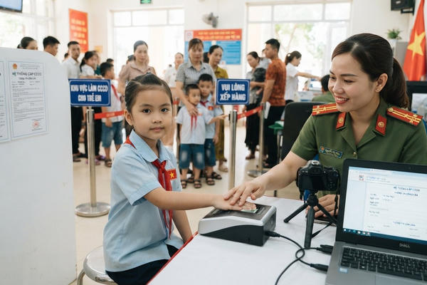 Trẻ dưới 6 tuổi được làm thẻ căn cước ngay trong quy trình khai sinh liên thông