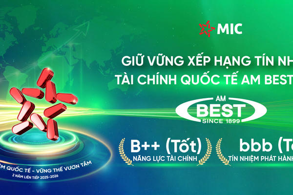 MIC tiếp tục được AM Best xếp hạng tín nhiệm quốc tế B++: Nền tảng tài chính ổn định, triển vọng phát triển dài hạn 
