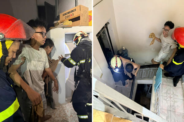 Cảnh sát kịp thời cứu 2 người mắc kẹt trong đám cháy