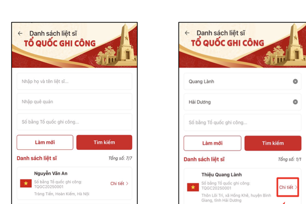 Hướng dẫn tra cứu thông tin liệt sĩ, gửi yêu cầu nhận thân nhân trên VNeID