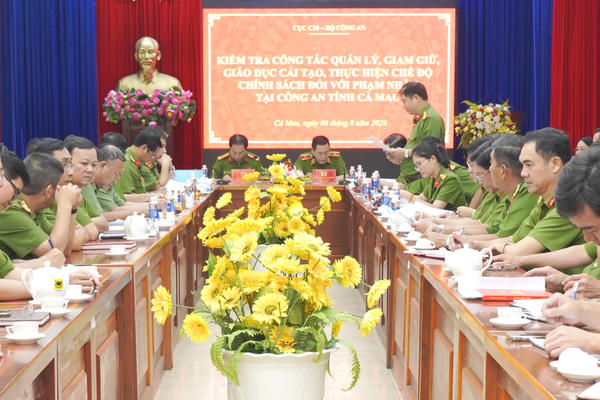 Bộ Công an kiểm tra công tác quản lý, giam giữ, giáo dục cải tạo phạm nhân tại Công an tỉnh Cà Mau