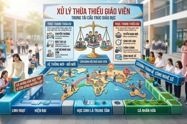 Thực hiện đồng bộ các giải pháp khắc phục tình trạng thừa, thiếu giáo viên khi sắp xếp cơ sở giáo dục