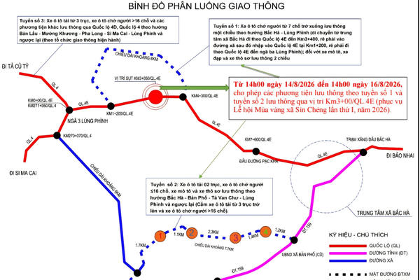 Lào Cai phân luồng giao thông tại QL4E phục vụ Lễ hội Mùa vàng xã Sín Chéng