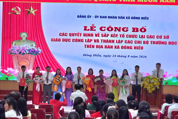Thạc sĩ Nguyễn Trọng Tuấn được bổ nhiệm làm Hiệu trưởng Trường THCS Đông Hiếu Thạc sĩ Nguyễn Trọng Tuấn được bổ nhiệm làm Hiệu trưởng Trường THCS Đông Hiếu