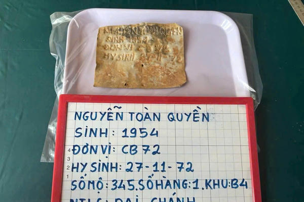 Phát hiện di vật mang tên liệt sĩ Nguyễn Toàn Quyền 