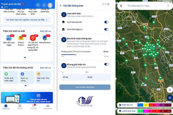 Mini App “Bản đồ Mưa ngập” trên nền tảng công dân số iHanoi
