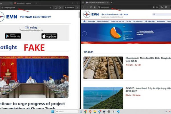 EVNSPC cảnh báo website giả mạo, phát tán mã độc chiếm quyền điện thoại