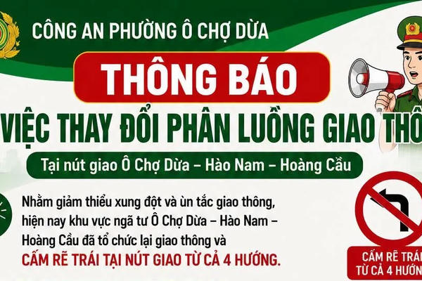 Điều chỉnh tổ chức giao thông tại nút giao Ô Chợ Dừa - Hào Nam - Hoàng Cầu, người dân cần chú ý