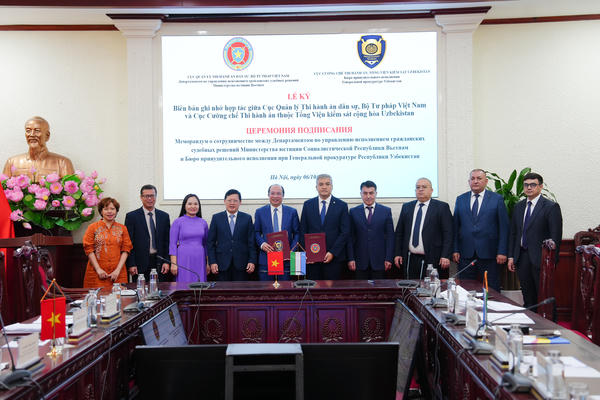 Ký kết Biên bản ghi nhớ hợp tác giữa Cục Quản lý Thi hành án dân sự Việt Nam và Tổng Viện kiểm sát Cộng hoà Uzbekistan