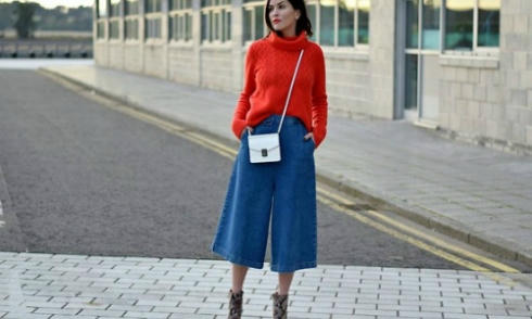 Kết quả hình ảnh cho Quần culottes sao Châu ÂU mùa đông