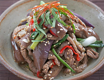 Kết quả hình ảnh cho Cà tím xào thịt bò