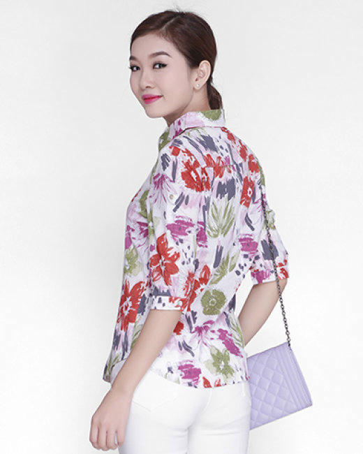 Kết quả hình ảnh cho Sơmi/ áo blouse họa tiết hoa sao Châu Âu