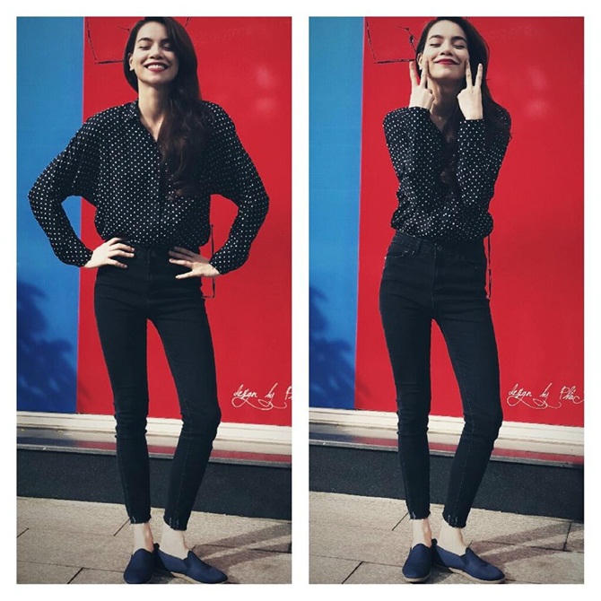 Kết quả hình ảnh cho Quần jeans Hồ Ngọc Hà