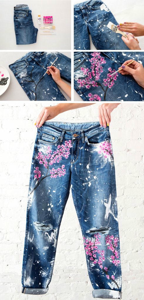 quần jeans họa tiết
