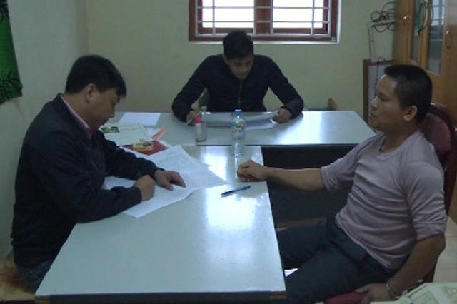  Đối tượng Hiền tại cơ quan điều tra. Ảnh: Thanh Hải 