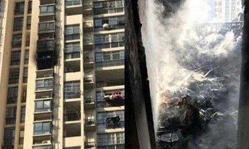 Căn hộ chung cư nhà Liu bị cháy rụi. Ảnh: Sina.