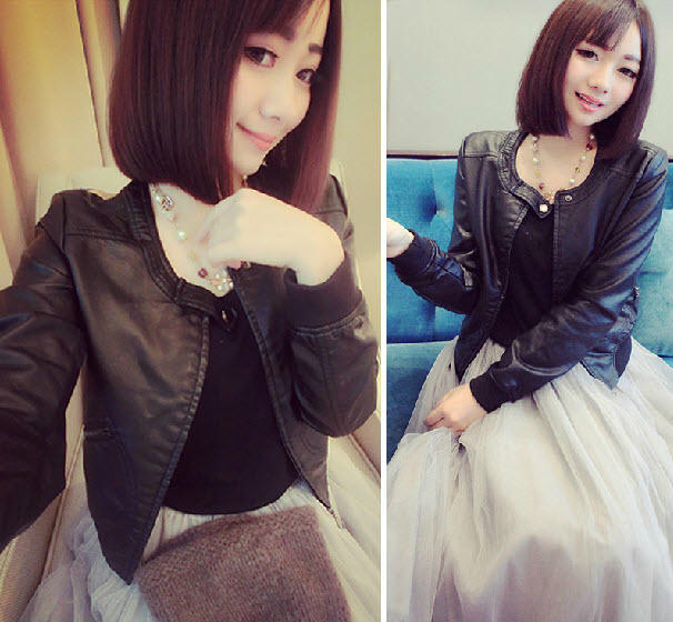 Kết quả hình ảnh cho áo khoác da váy nữ tính