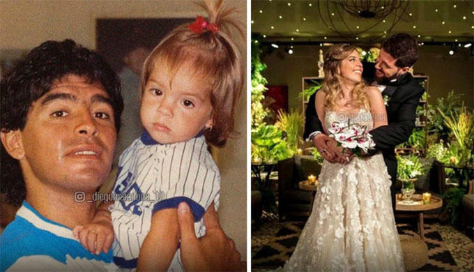 Maradona và con gái Dalma từ khi con nhỏ đến lúc lấy chồng. Ảnh: NS.