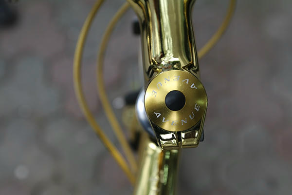 loa mat truoc chiec xe dap dat vang dung "hung ho" tren via he ha noi hinh anh 9