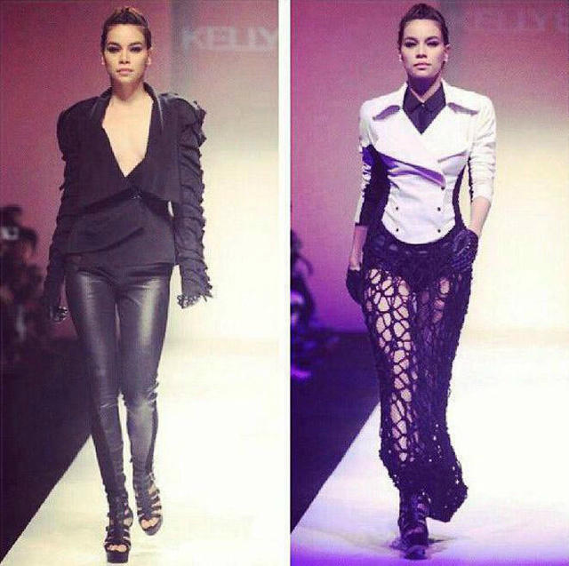 Hình ảnh hiếm hoi Hà Hồ xuất hiện trên sàn diễn sau khi không còn làm người mẫu mà chính thức trở thành ca sĩ chuyên nghiệp.