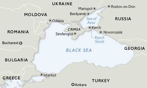 Vị trí biển Đen và Biển Azov. Đồ họa: The Economist.