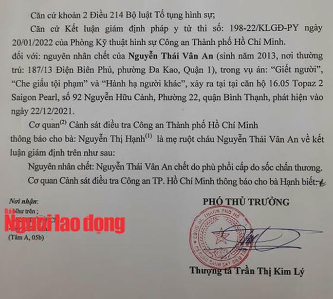 Công an TP HCM kết luận nguyên nhân chết của bé gái ở Bình Thạnh bị bạo hành - Ảnh 2.